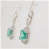 Image 3 : Emerald and Diamond Halo Dangling Earrings