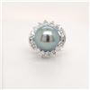 Image 1 : GIA Dark Bluish-Gray Tahitian Pearl & Diamond Ring