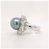 Image 2 : GIA Dark Bluish-Gray Tahitian Pearl & Diamond Ring