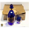 Image 1 : VINTAGE BLUE GLASS DECANTER SET