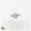 Image 1 : #537-5 X 7 OVAL BLUE CENTER WITH CLEAR CUBIC ZIRCO