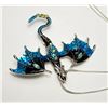 Image 1 : 13)  SILVER TONE WITH BLACK AND BLUE ENAMEL DRAGON