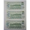 Image 2 : 24)  LOT OF 3 CANADIAN $1.00 BILLS WITH SEQUENTIAL