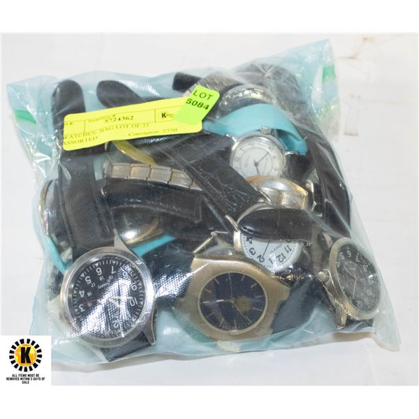 WATCHES- BAG LOT OF 21 ASSORTED