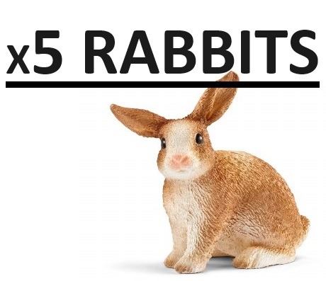 Schelck Rabbits NEW 5 PACK OF COLLECTIBLE SCHLEICH RABBITS