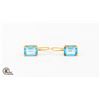 Image 1 : 18K YELLOW GOLD LIGHT BLUE COLOURED