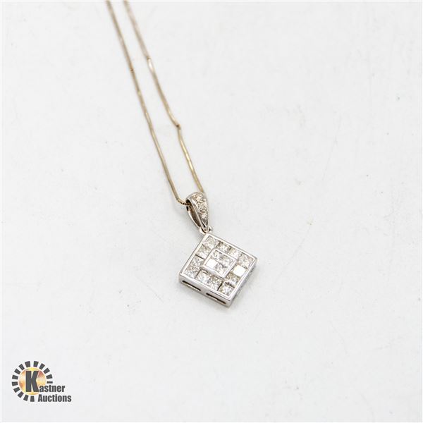 18K WHITE GOLD DIAMOND PENDANT ACCOMPANIED WITH AN