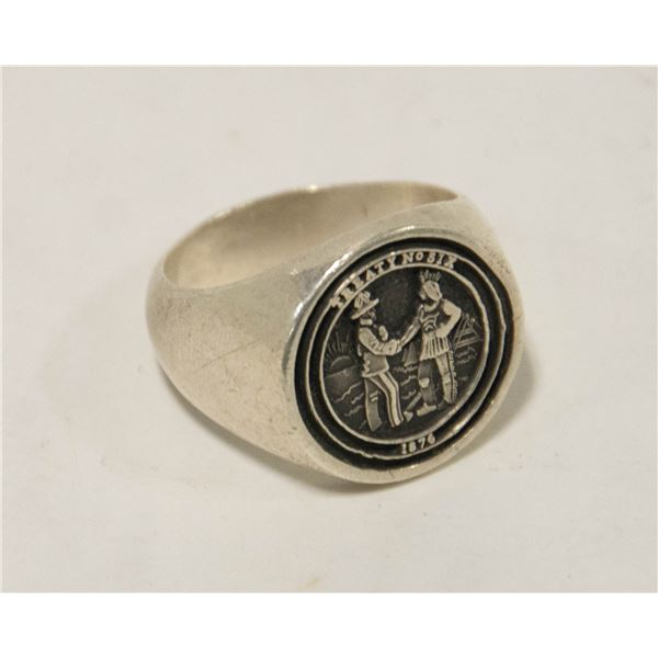 POLICE SEIZED: MENS TREATY NO. 6 ENGRAVED RING