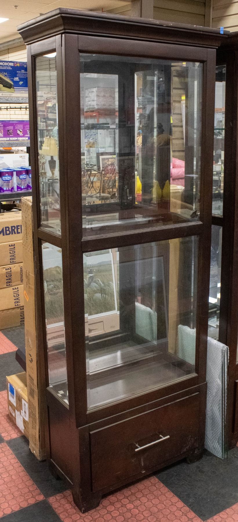 30 X 15 X 78 TALL WOOD LOCKING DISPLAY CABINET 30 x 15 x 78 tall wood locking display cabinet