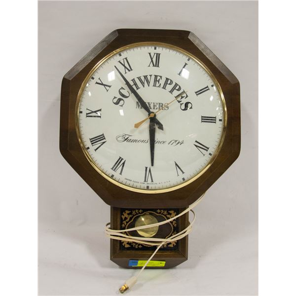 VINTAGE SCHWEPES MIXERS ELECTRIC WALL CLOCK