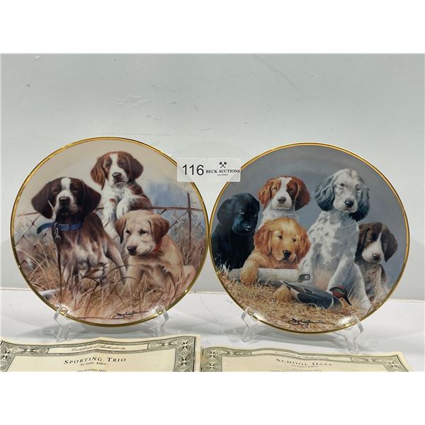 Decorative Plates Franklin Mint Hierloom Recomendation "School Daze" "Sporting Trio"