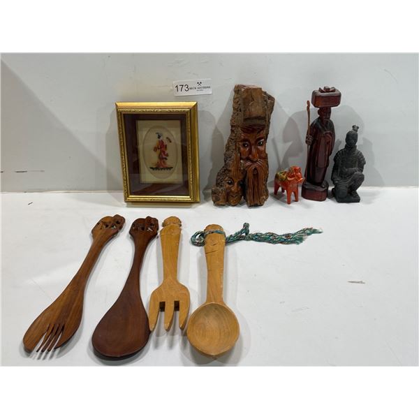 Hand Carved Salad Tool Sets (Africa,Quebec) Cultural Carved Artwork, And Weaved Asian Art