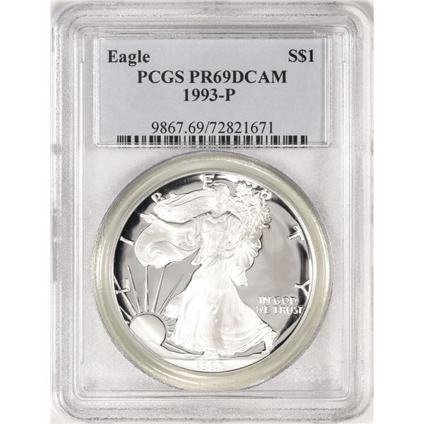 1993-P $1 Proof American Silver Eagle Coin PCGS PR69DCAM