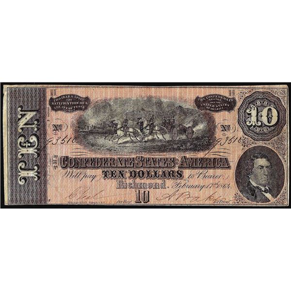 1864 $10 Confederate States of America Note