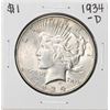Image 1 : 1934-D $1 Peace Silver Dollar Coin