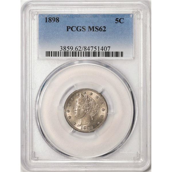 1898 Liberty V Nickel Coin PCGS MS62