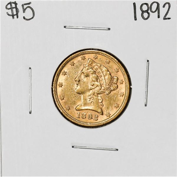 1892 $5 Liberty Head Half Eagle Gold Coin