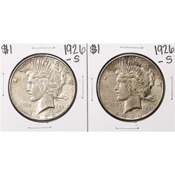 Lot of (2) 1926-S $1 Peace Silver Dollar Coins