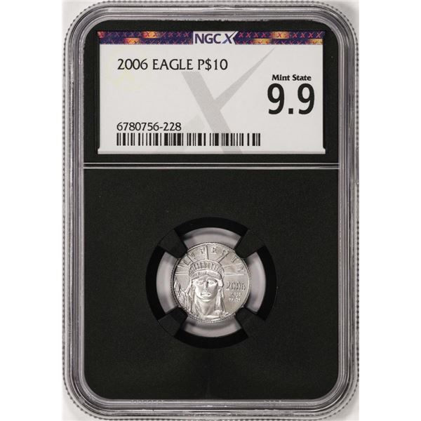 2006 $10 Platinum American Eagle Coin NGCX Mint State 9.9