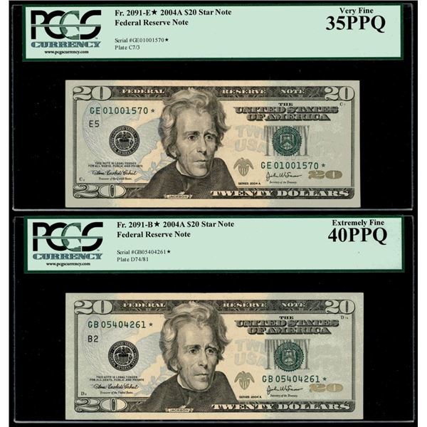 Lot of (2) 2004A $20 Federal Reserve STAR Notes PCGS Graded
