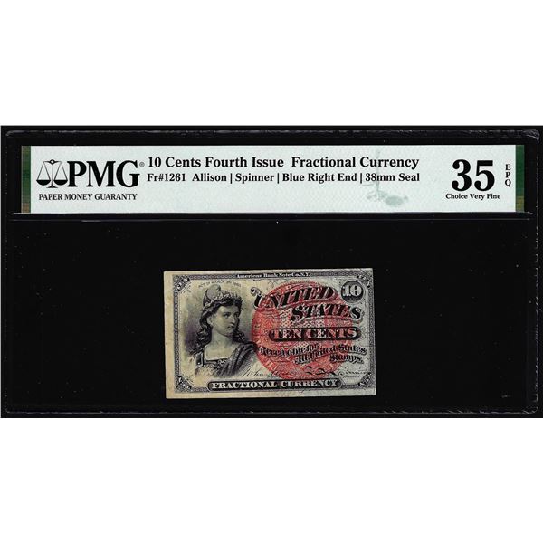 1863 Fourth Issue 10 Cents Fractional Note Fr.1261 PMG Choice Very Fine 35EPQ