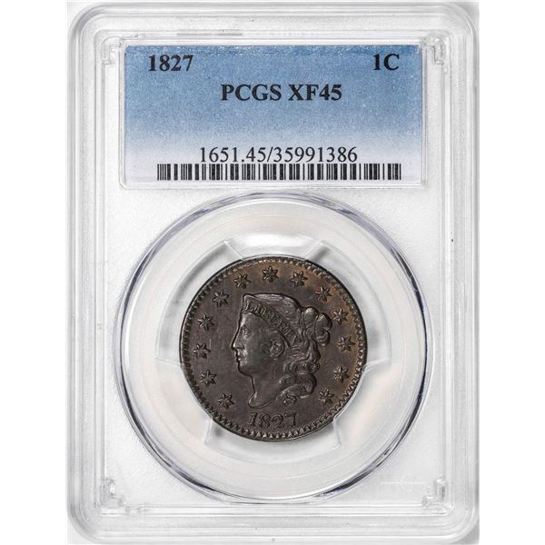 1827 Coronet Head Large Cent Coin PCGS XF45