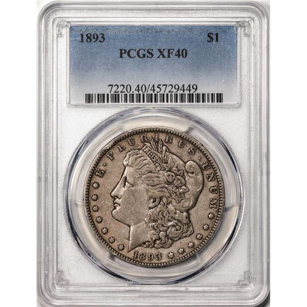 1893 $1 Morgan Silver Dollar Coin PCGS XF40