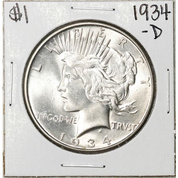 1934-D $1 Peace Silver Dollar Coin