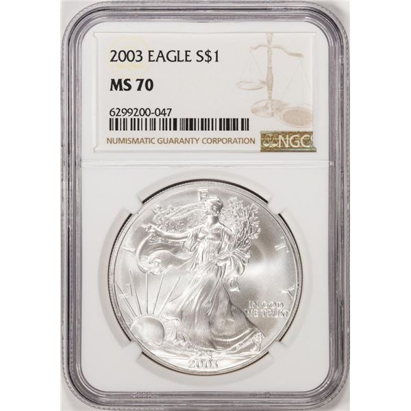 2003 $1 American Silver Eagle Coin NGC MS70