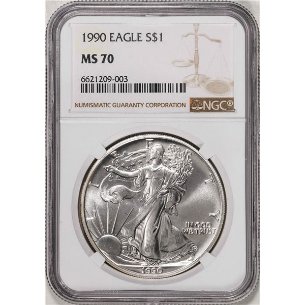 1990 $1 American Silver Eagle Coin NGC MS70