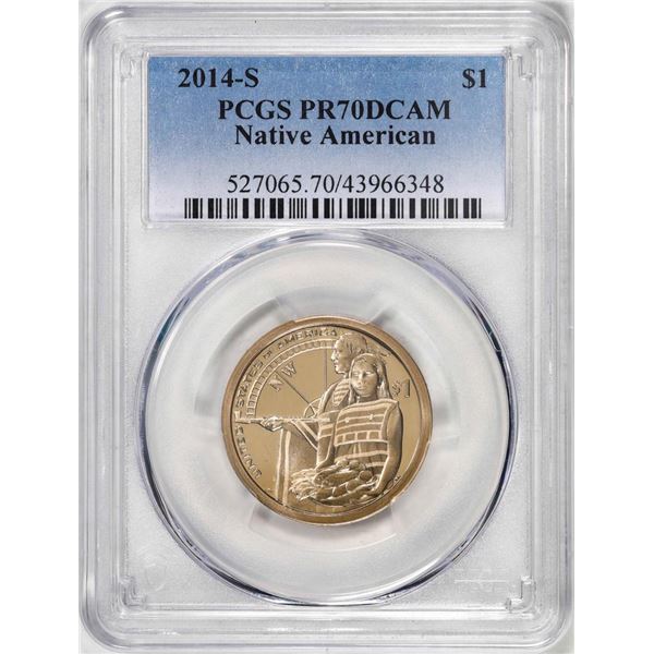 2014-S $1 Proof Native American Dollar Coin PCGS PR70 Deep Cameo