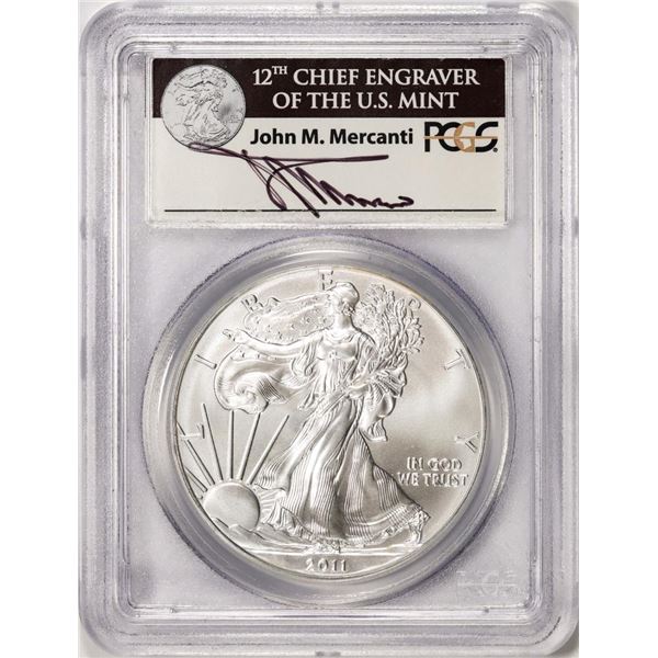 2011(W) $1 American Silver Eagle Coin PCGS MS70 Mercanti Signature West Point Mint