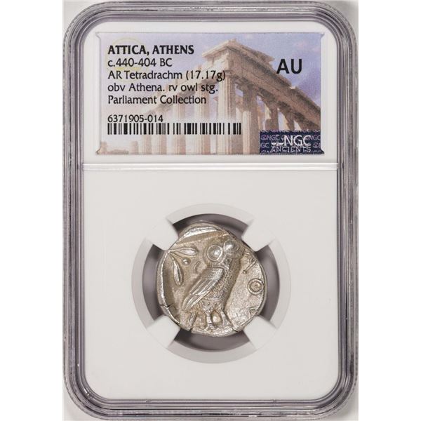 c.440-404 BC Attica Athens AR Tetradrachm Athena Owl Ancient Coin NGC AU