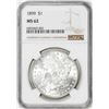 Image 1 : 1899 $1 Morgan Silver Dollar Coin NGC MS62