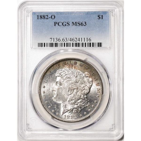 1882-O $1 Morgan Silver Dollar Coin PCGS MS63 Great Toning