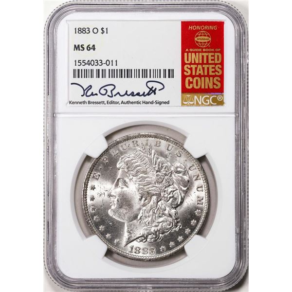 1883-O $1 Morgan Silver Dollar Coin NGC MS64 Kenneth Bressett Signature