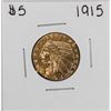 Image 1 : 1915 $5 Indian Head Half Eagle Gold Coin