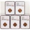 Image 1 : Lot of (5) 1942-D Lincoln Wheat Cent Coins NGC MS67RD