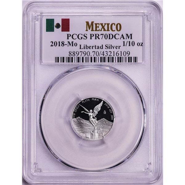 2018-Mo Mexico Proof 1/10 oz Silver Libertad Coin PCGS PR70DCAM