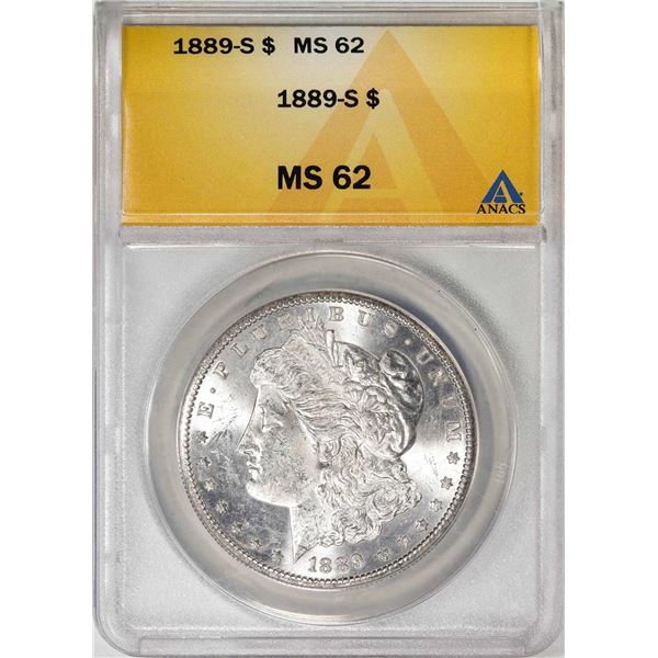 1889-S $1 Morgan Silver Dollar Coin ANACS MS62