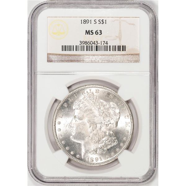 1891-S $1 Morgan Silver Dollar Coin NGC MS63