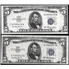 Image 1 : Lot of (2) 1953 & 1953A $5 Silver Certificate Notes