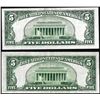 Image 2 : Lot of (2) 1953 & 1953A $5 Silver Certificate Notes