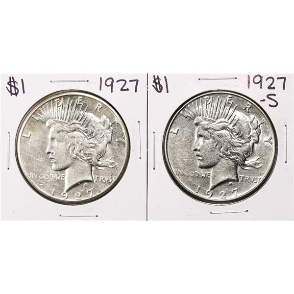 Lot of 1927 & 1927-S $1 Peace Silver Dollar Coins