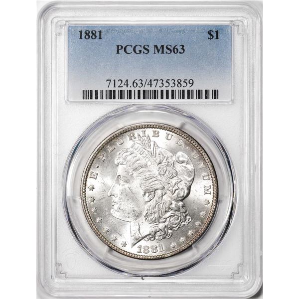 1881 $1 Morgan Silver Dollar Coin PCGS MS63