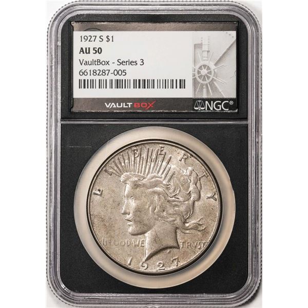 1927-S $1 Peace Silver Dollar Coin NGC AU50 Vaultbox Series 3