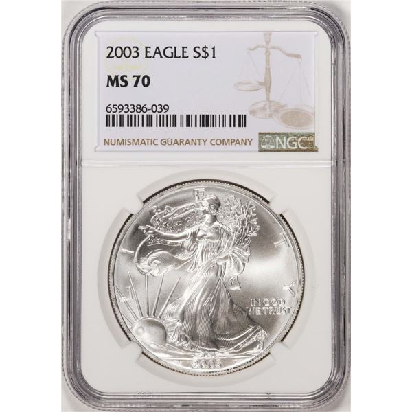 2003 $1 American Silver Eagle Coin NGC MS70