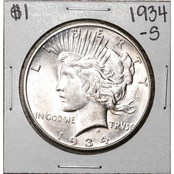 1934-S $1 Peace Silver Dollar Coin