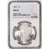 Image 1 : 1891 $1 Morgan Silver Dollar Coin NGC MS64