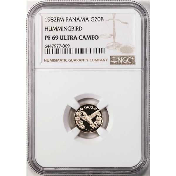 1982FM Panama 20 Balboas Proof Hummingbird Gold Coin NGC PF69 Ultra Cameo